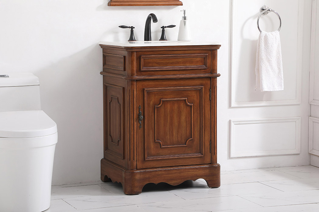 Elegant Bathroom Vanity - Teak, L 24" (VF30424TK)