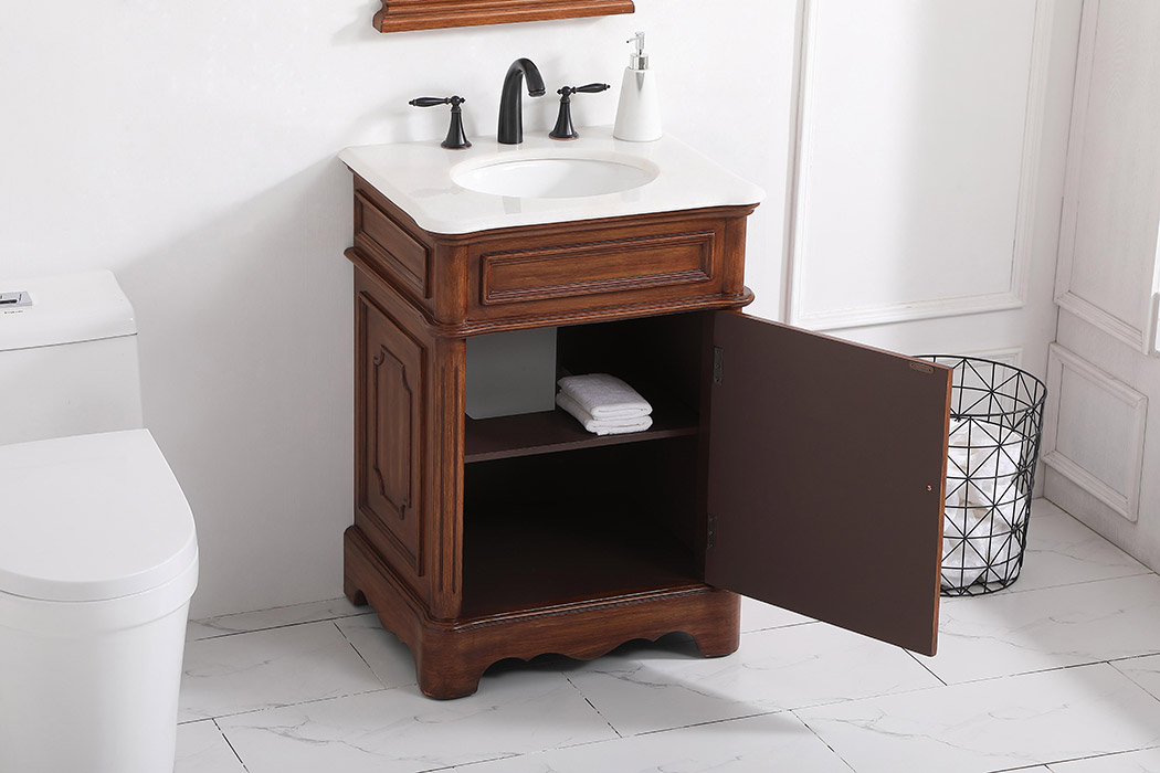 Elegant Bathroom Vanity - Teak, L 24" (VF30424TK)