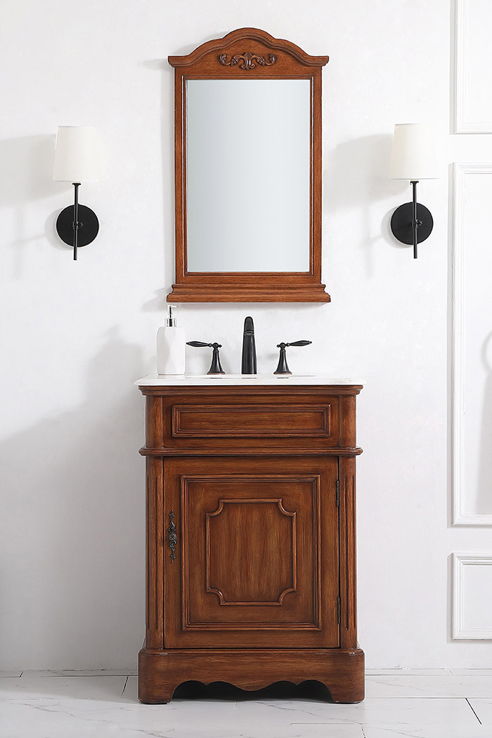 Elegant Bathroom Vanity - Teak, L 24" (VF30424TK)