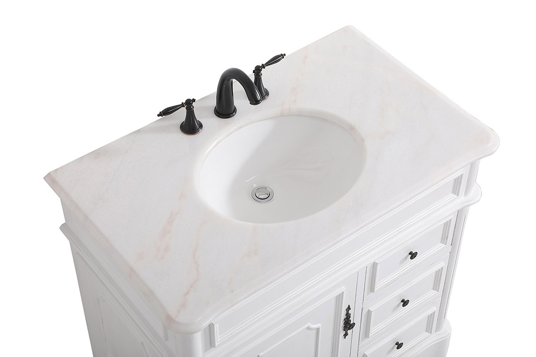 Elegant Bathroom Vanity - Antique White (VF30436AW)