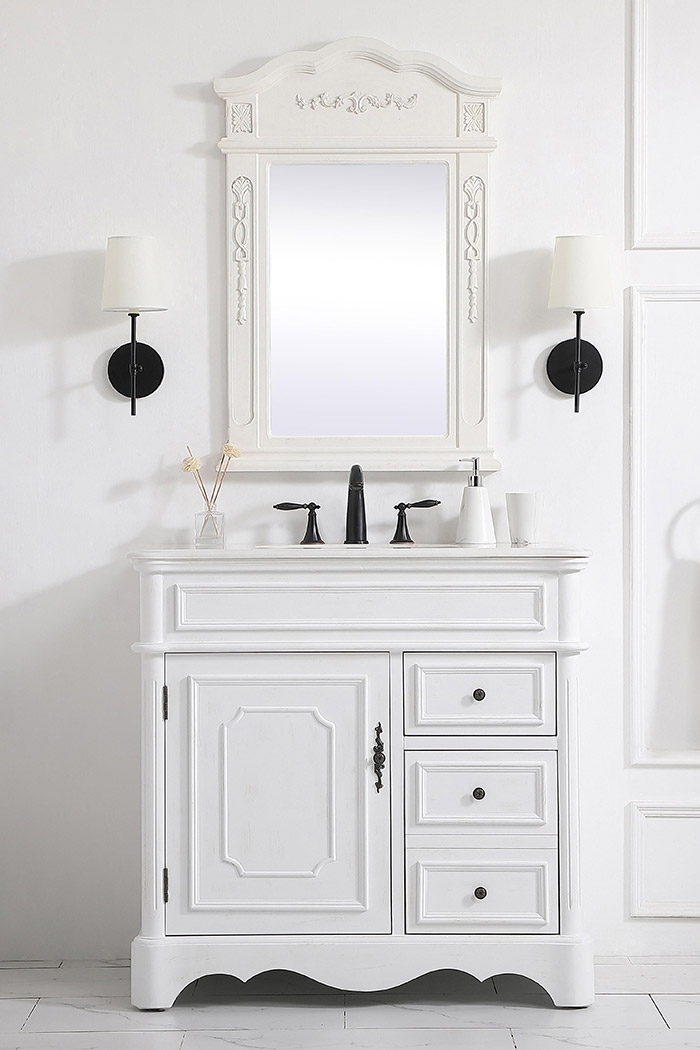 Elegant Bathroom Vanity - Antique White (VF30436AW)