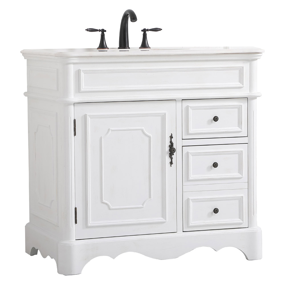 Elegant Bathroom Vanity - Antique White (VF30436AW)