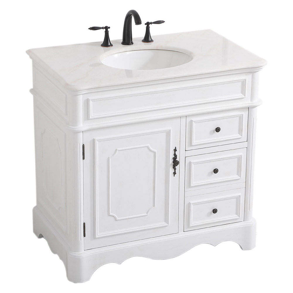 Elegant Bathroom Vanity - Antique White (VF30436AW)