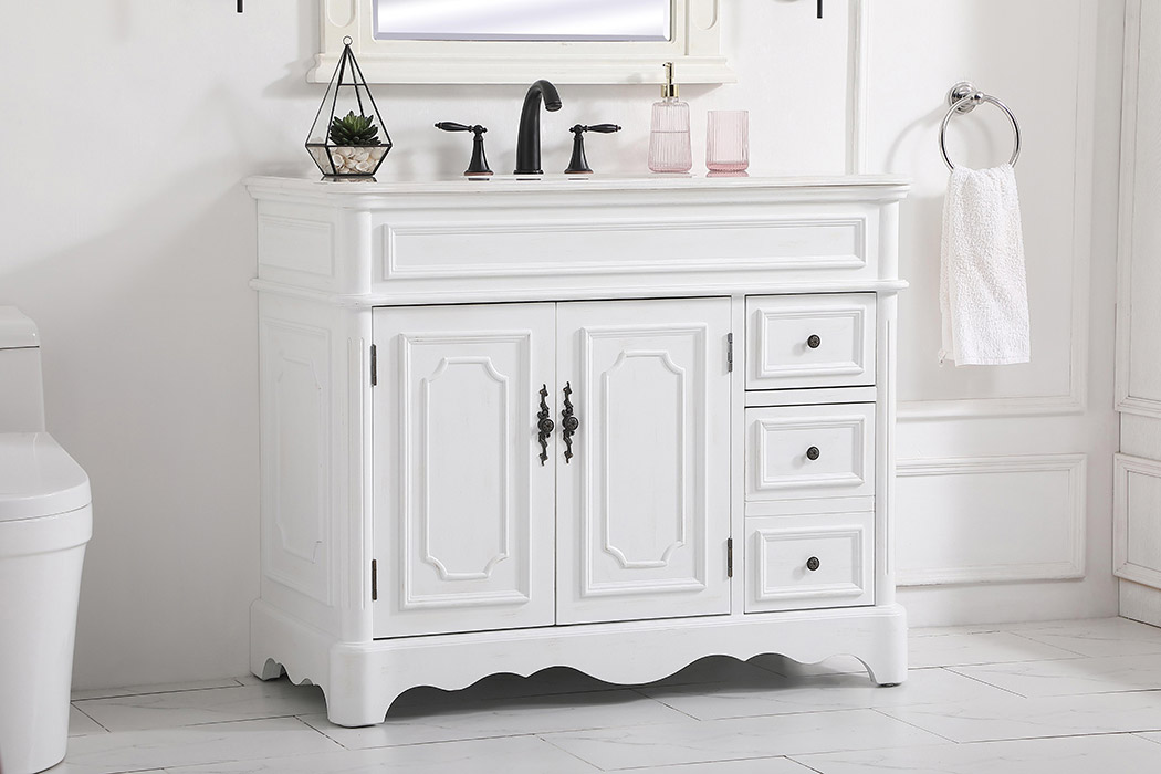 Elegant Bathroom Vanity - Antique White (VF30442AW)