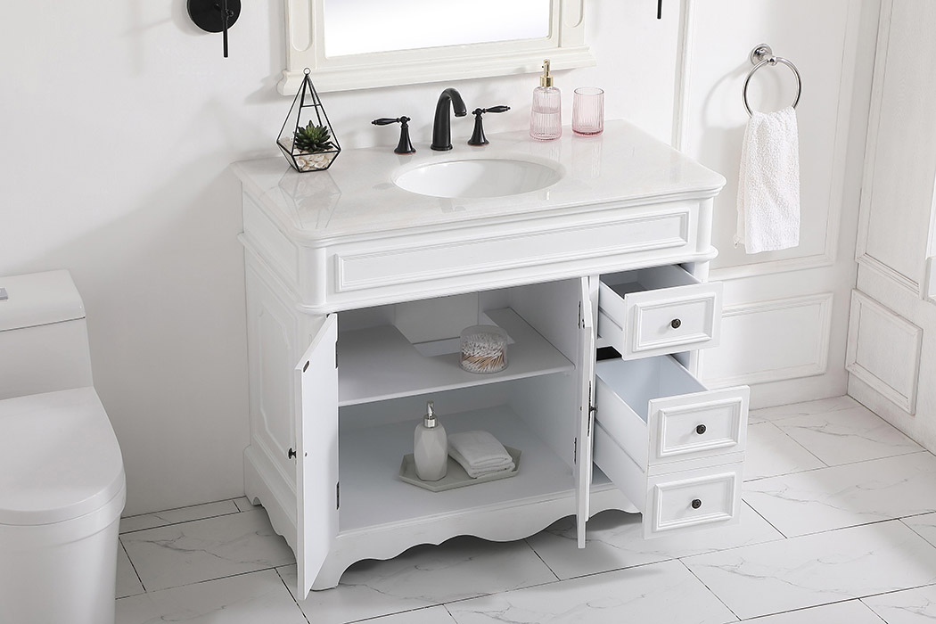 Elegant Bathroom Vanity - Antique White (VF30442AW)