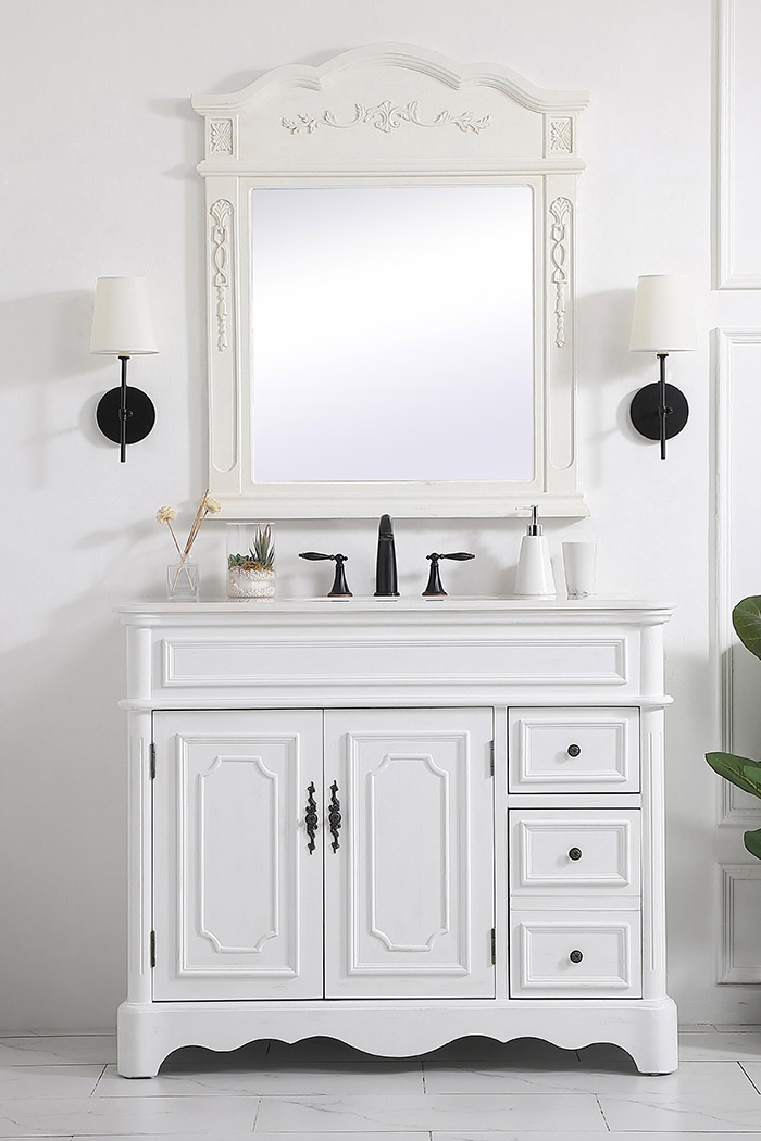 Elegant Bathroom Vanity - Antique White (VF30442AW)