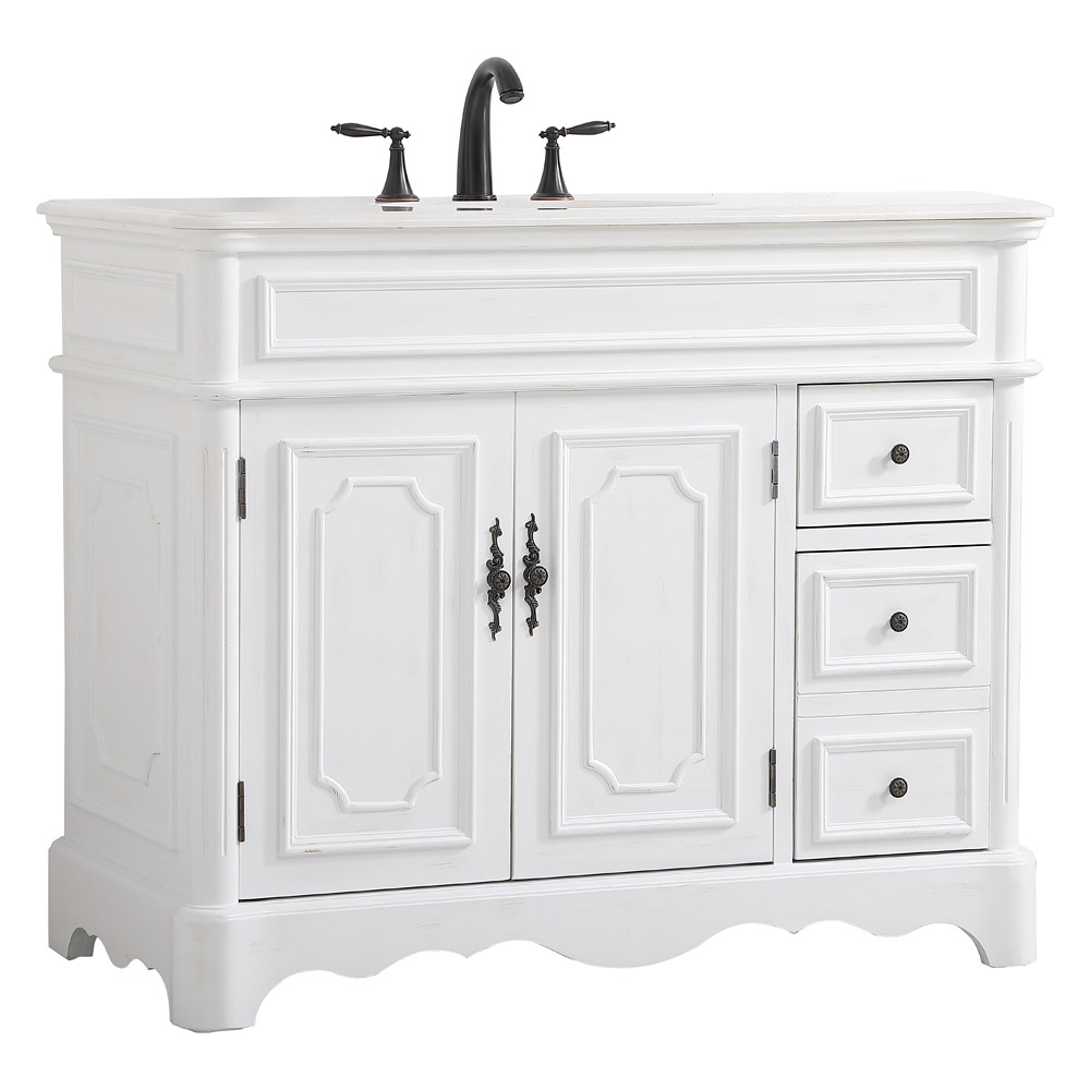 Elegant Bathroom Vanity - Antique White (VF30442AW)