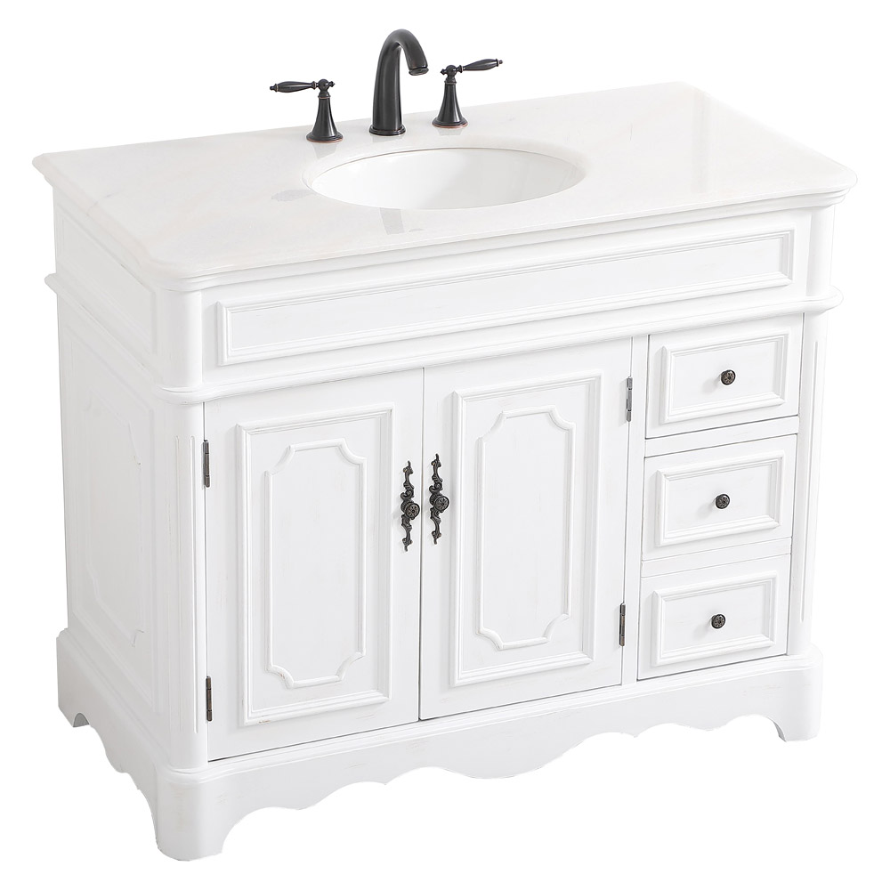 Elegant Bathroom Vanity - Antique White (VF30442AW)