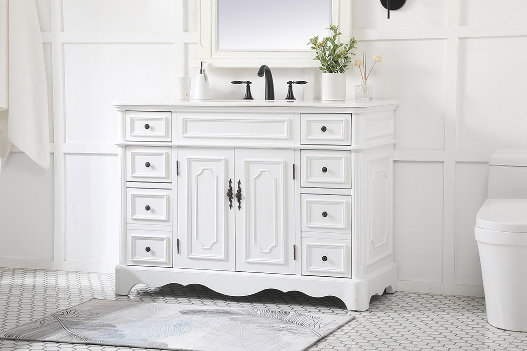 Elegant Bathroom Vanity - Antique White (VF30448AW)