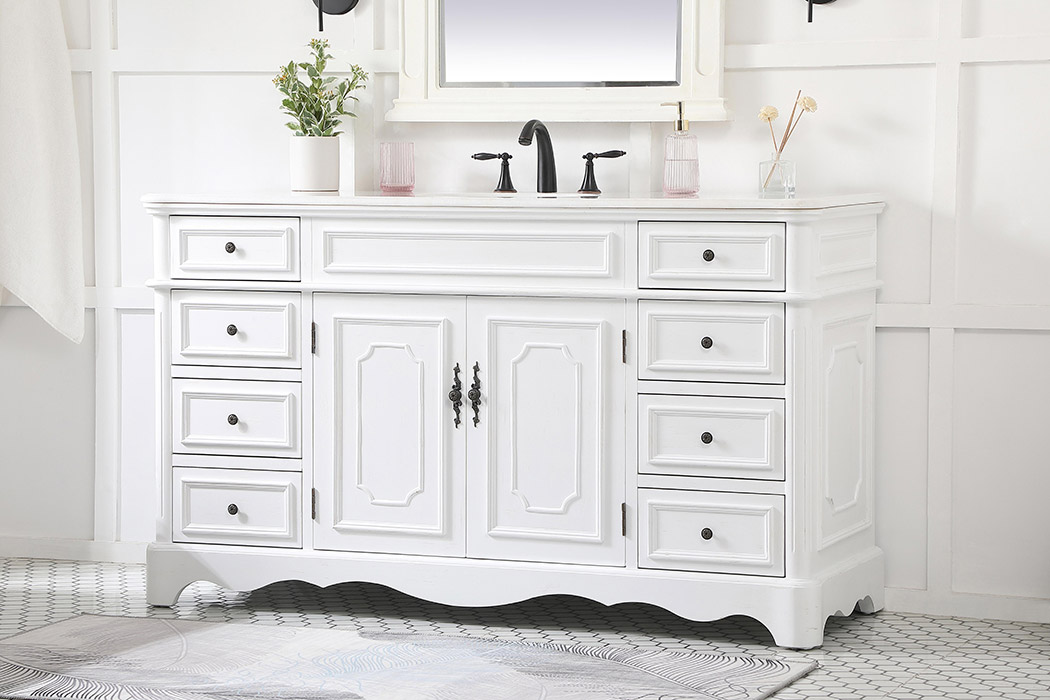 Elegant Bathroom Vanity - Antique White (VF30460AW)