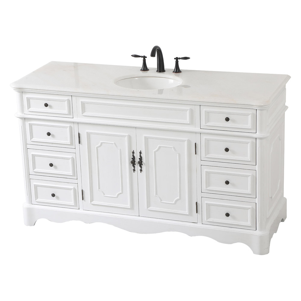 Elegant Bathroom Vanity - Antique White (VF30460AW)