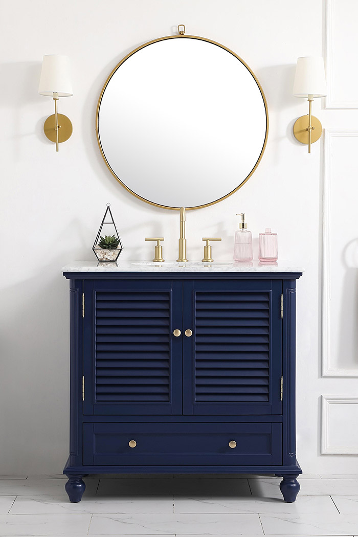 Elegant Bathroom Vanity - Blue, L 36" (VF30536BL)