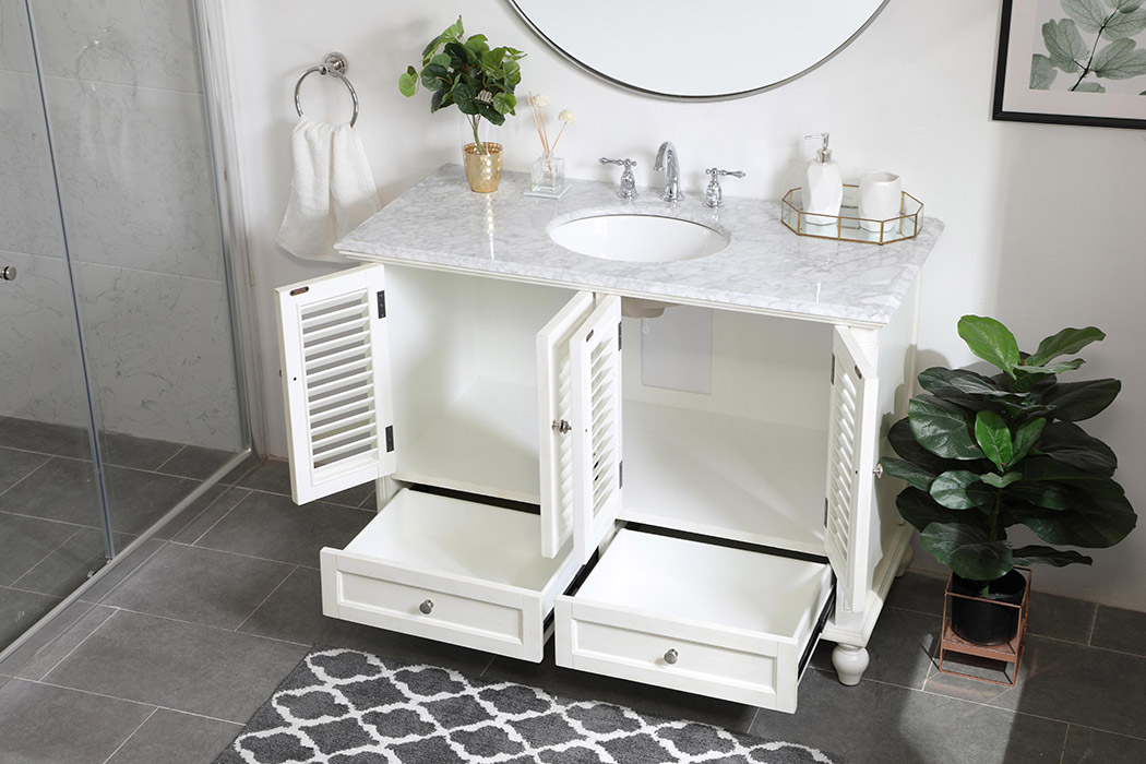 Elegant Bathroom Vanity - Antique White (VF30548AW)