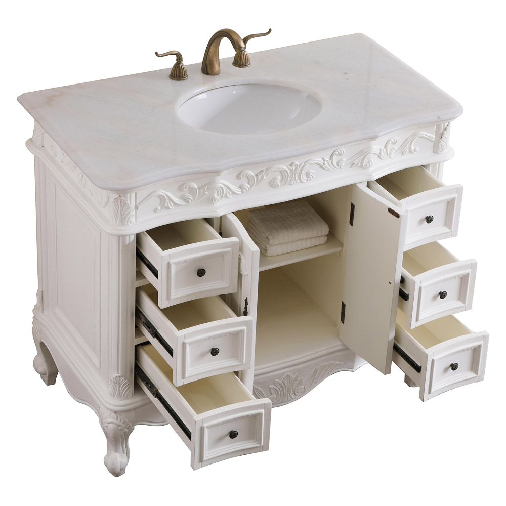 Elegant Bathroom Vanity - Antique White, L 42" (VF38842AW)