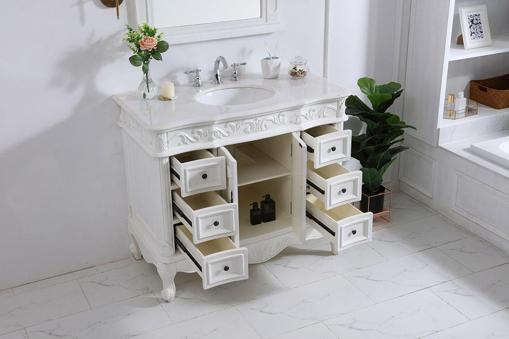 Elegant Bathroom Vanity - Antique White, L 42" (VF38842AW)