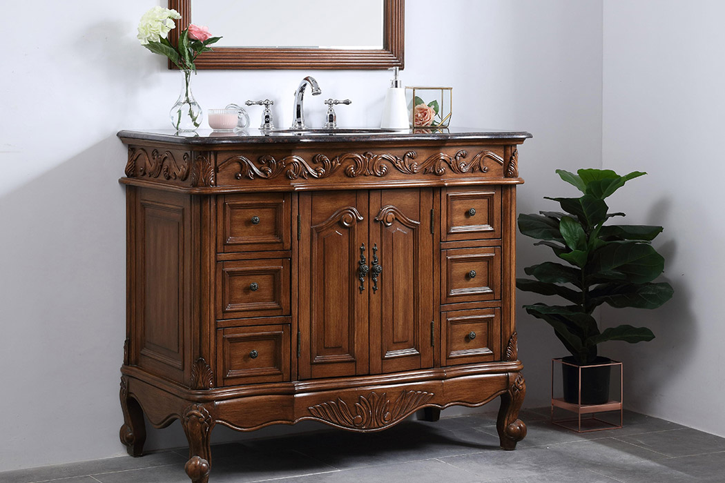 Elegant Bathroom Vanity - Teak, L 42" (VF38842TK)