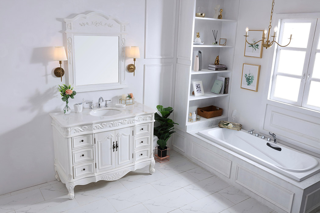 Elegant Bathroom Vanity - Antique White, L 48" (VF38848AW)