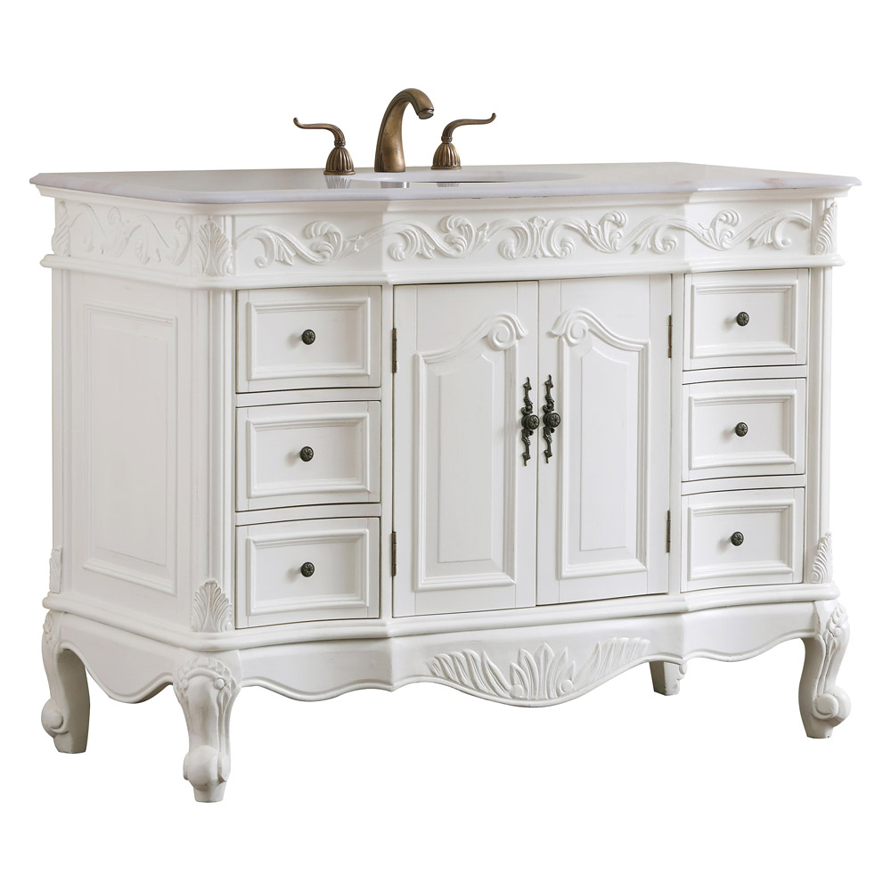 Elegant Bathroom Vanity - Antique White, L 48" (VF38848AW)