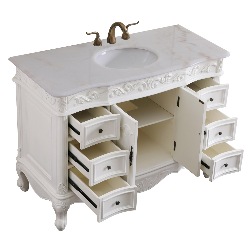 Elegant Bathroom Vanity - Antique White, L 48" (VF38848AW)