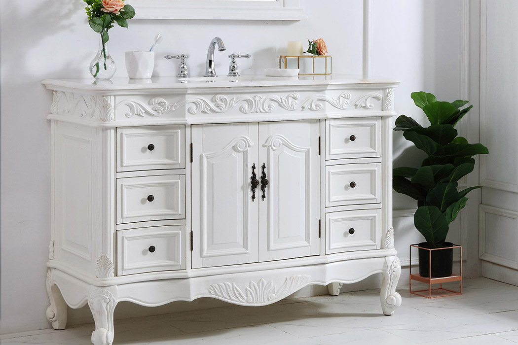 Elegant Bathroom Vanity - Antique White, L 48" (VF38848AW)