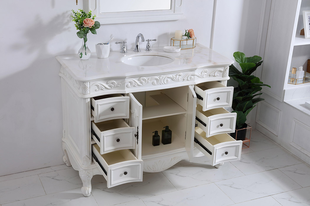 Elegant Bathroom Vanity - Antique White, L 48" (VF38848AW)