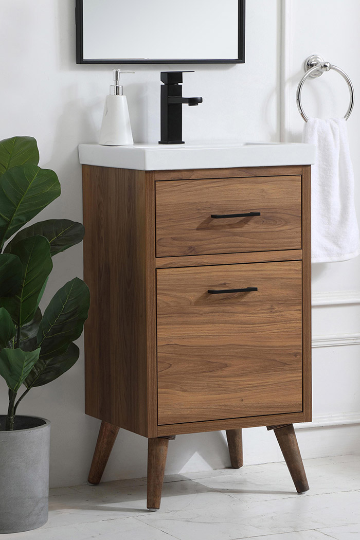 Elegant Bathroom Vanity - Walnut Brown, L 18" (VF41018WB)