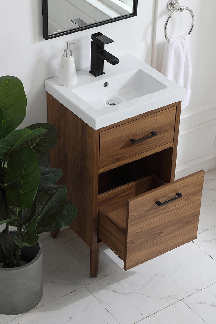 Elegant Bathroom Vanity - Walnut Brown, L 18" (VF41018WB)