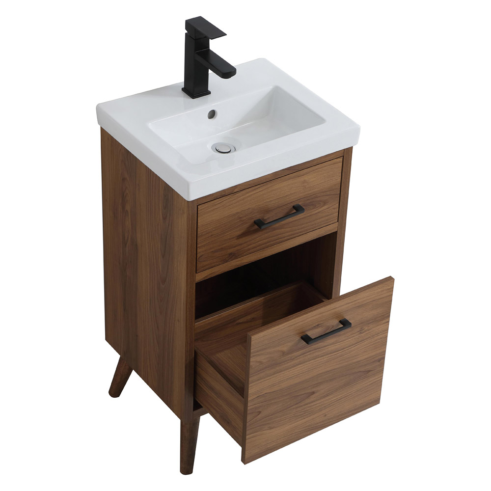 Elegant Bathroom Vanity - Walnut Brown, L 18" (VF41018WB)