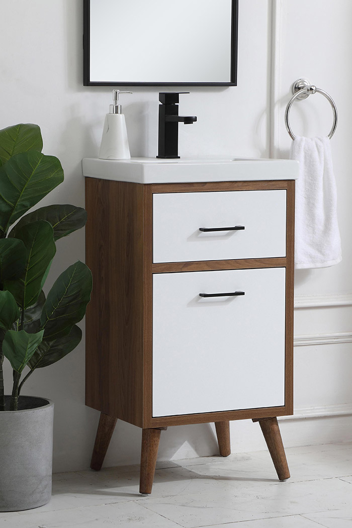 Elegant Bathroom Vanity - White, L 18" (VF41018WH)