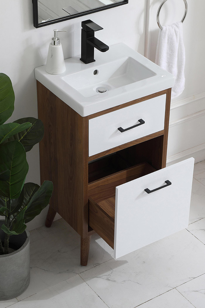 Elegant Bathroom Vanity - White, L 18" (VF41018WH)