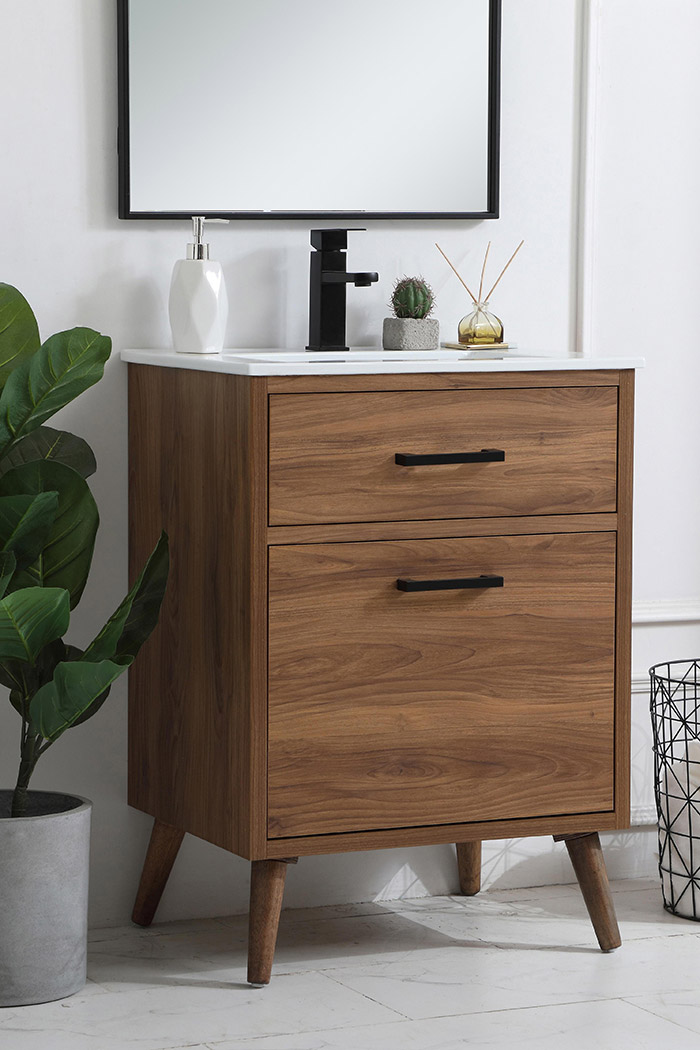 Elegant Bathroom Vanity - Walnut Brown, L 24" (VF41024WB)