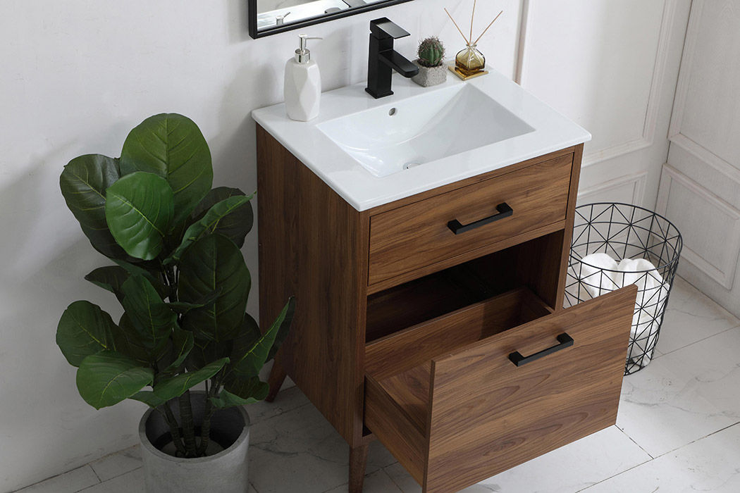 Elegant Bathroom Vanity - Walnut Brown, L 24" (VF41024WB)