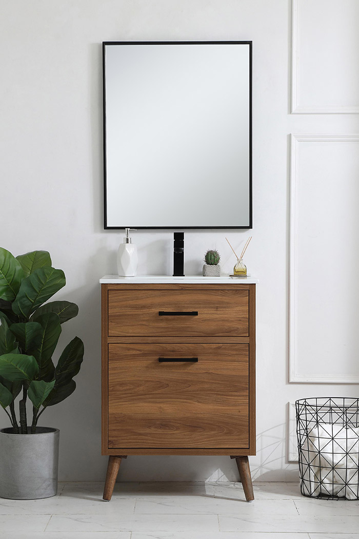 Elegant Bathroom Vanity - Walnut Brown, L 24" (VF41024WB)