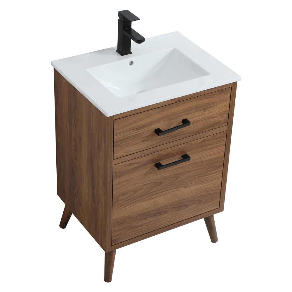 Elegant Bathroom Vanity - Walnut Brown, L 24" (VF41024WB)