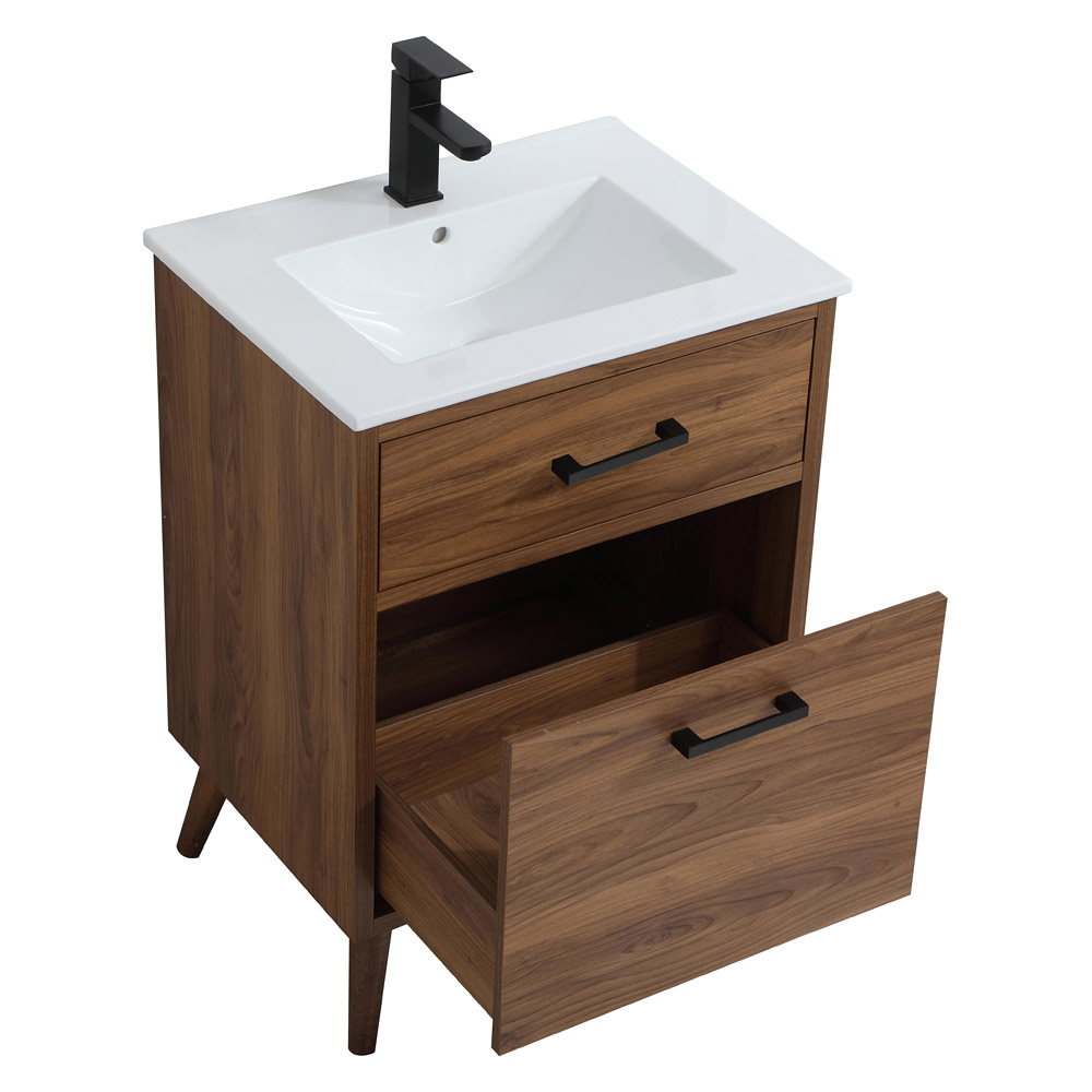 Elegant Bathroom Vanity - Walnut Brown, L 24" (VF41024WB)