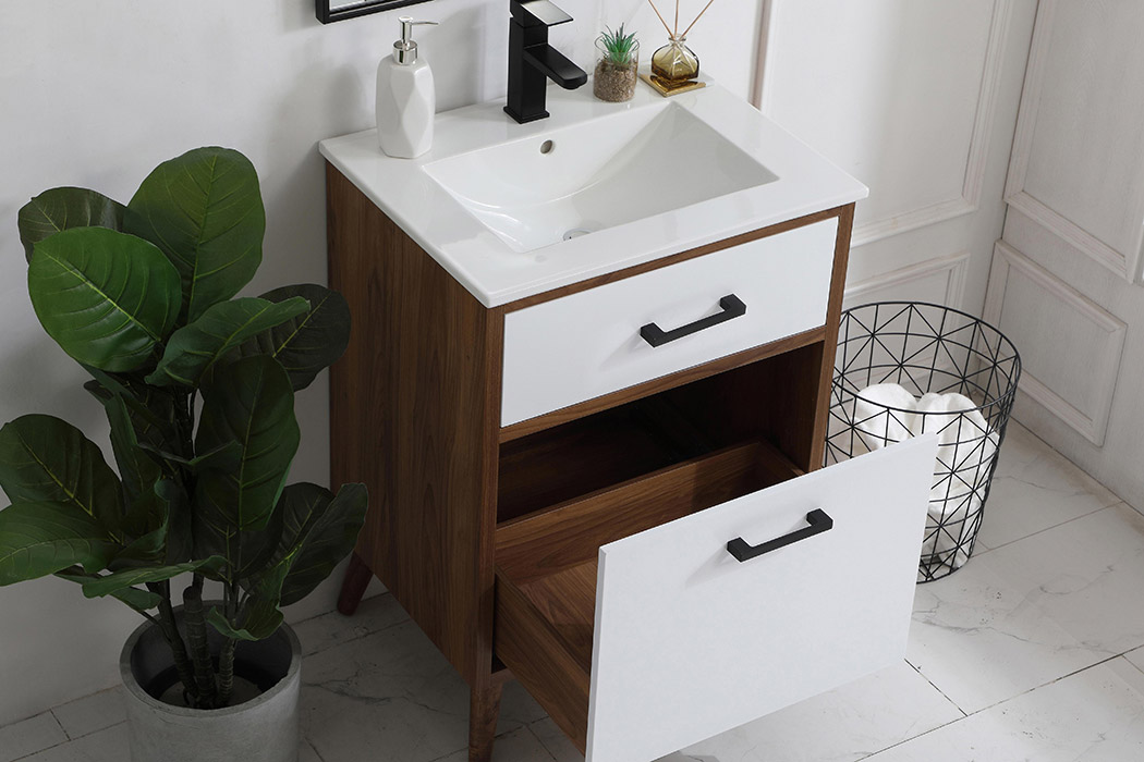 Elegant Bathroom Vanity - White, L 24" (VF41024WH)