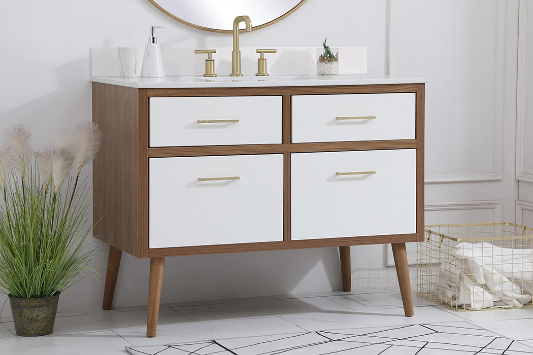 Elegant Bathroom Vanity - White (VF41042WH-BS)