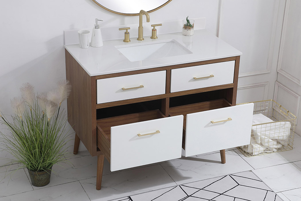 Elegant Bathroom Vanity - White (VF41042WH-BS)