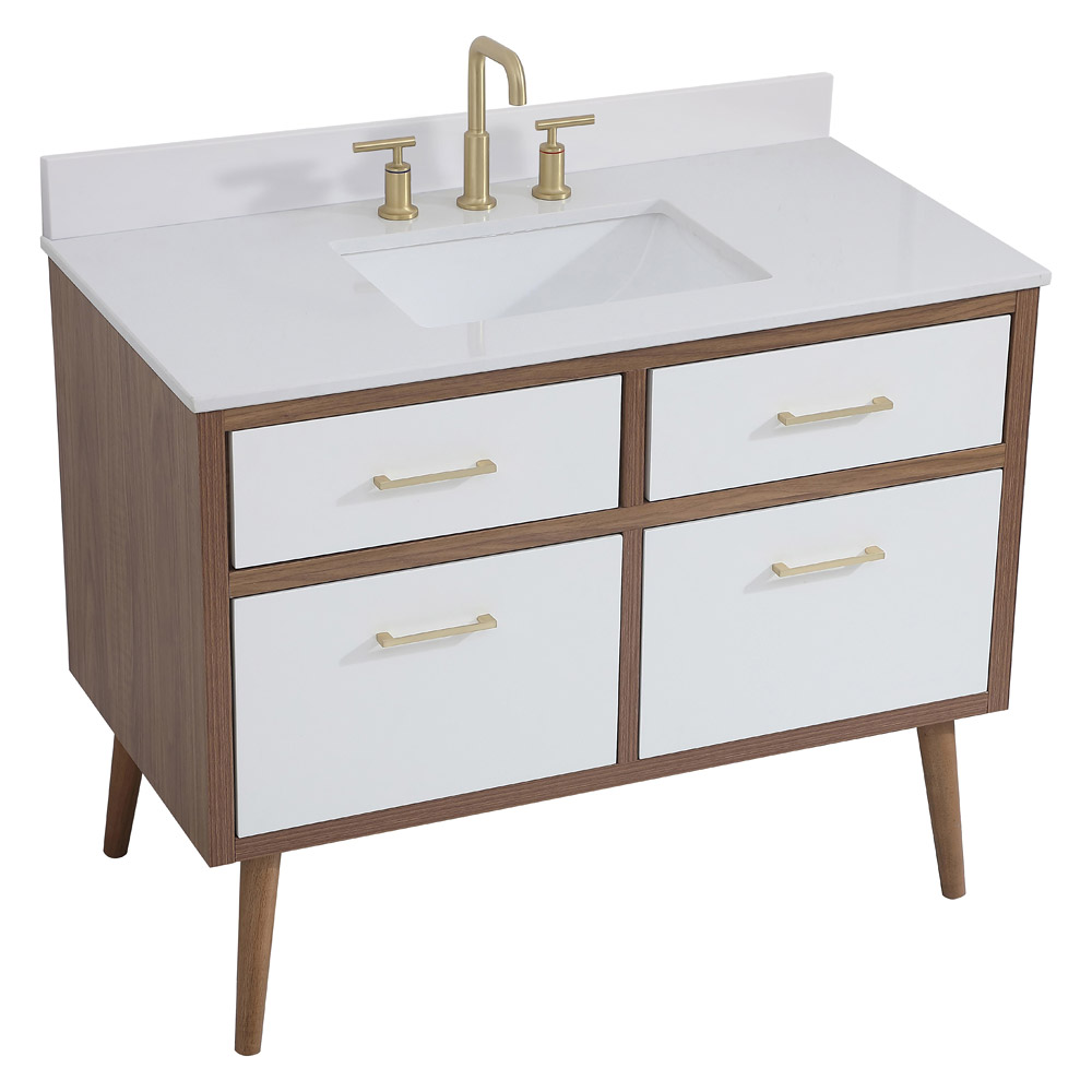 Elegant Bathroom Vanity - White (VF41042WH-BS)