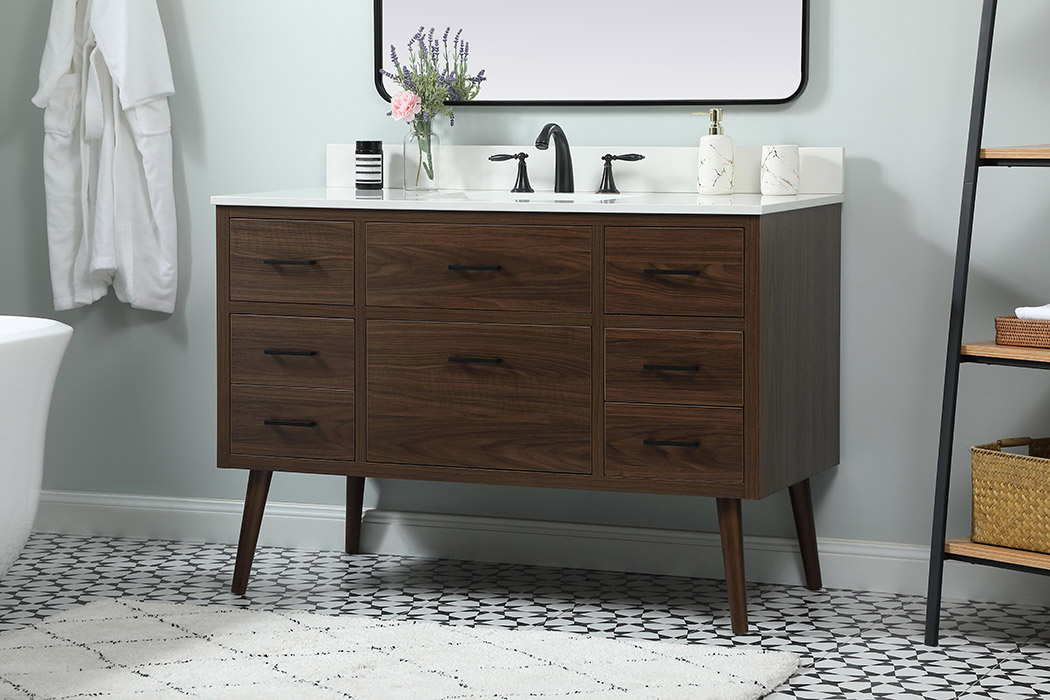 Elegant Bathroom Vanity - Walnut (VF41048MWT-BS)