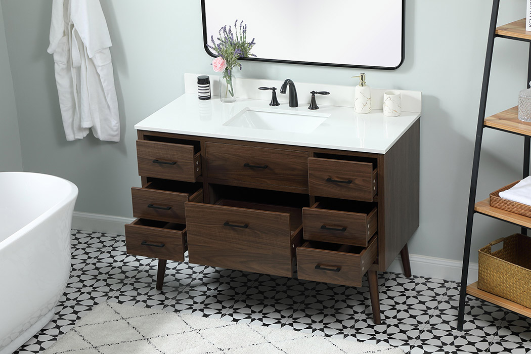 Elegant Bathroom Vanity - Walnut (VF41048MWT-BS)