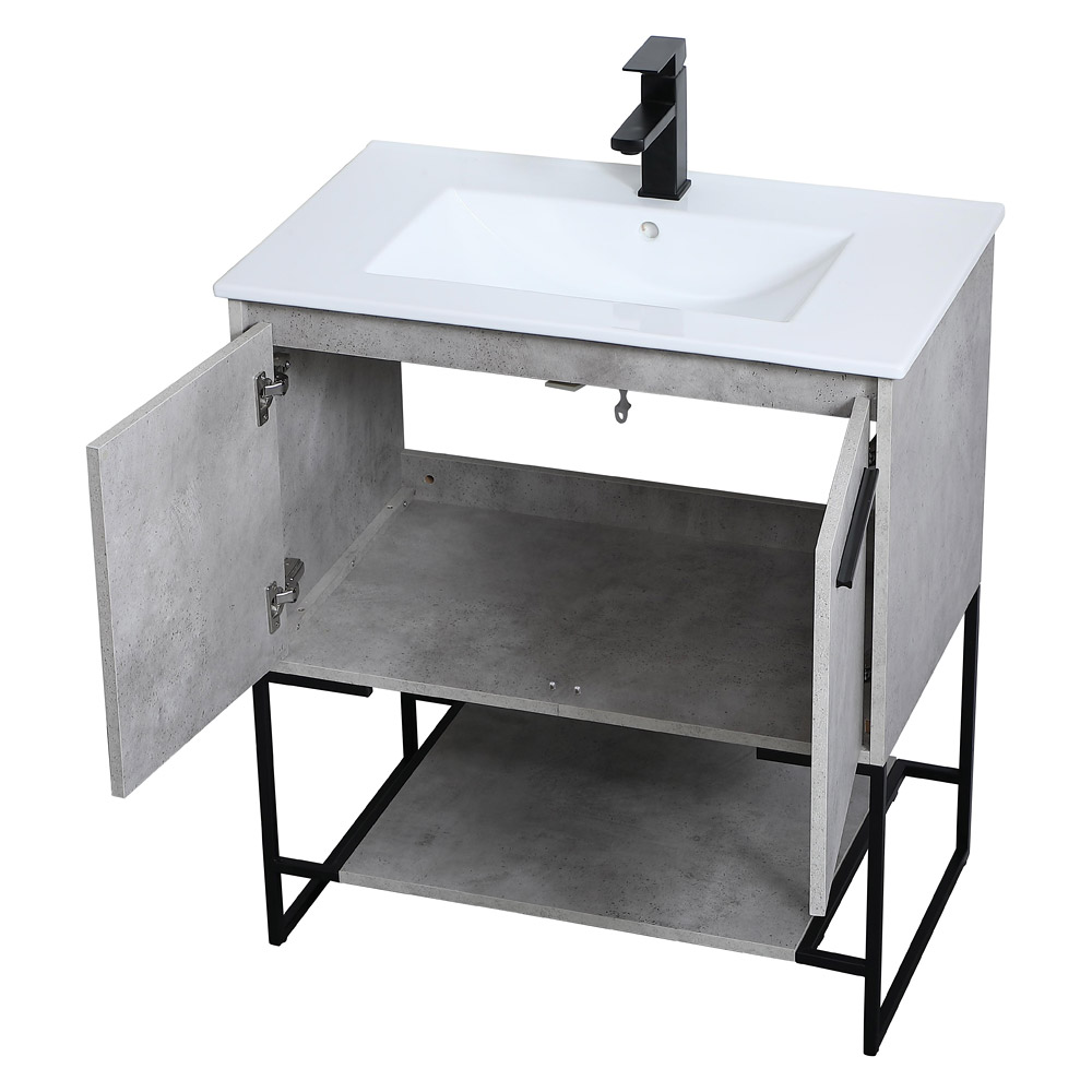 Elegant Bathroom Vanity - Concrete Gray, L 30" (VF42030CG)