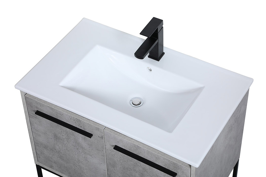 Elegant Bathroom Vanity - Concrete Gray, L 30" (VF42030CG)