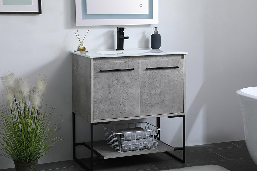 Elegant Bathroom Vanity - Concrete Gray, L 30" (VF42030CG)