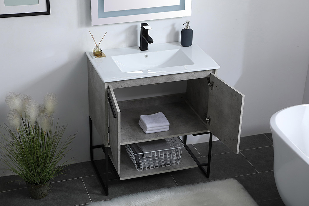 Elegant Bathroom Vanity - Concrete Gray, L 30" (VF42030CG)