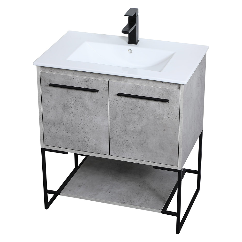 Elegant Bathroom Vanity - Concrete Gray, L 30" (VF42030CG)