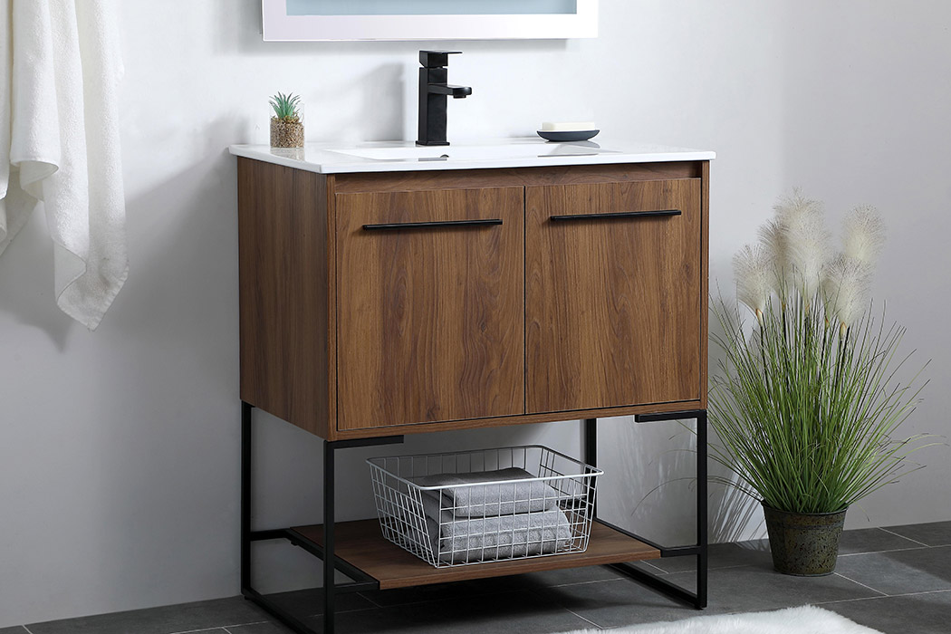 Elegant Bathroom Vanity - Walnut Brown, L 30" (VF42030WB)