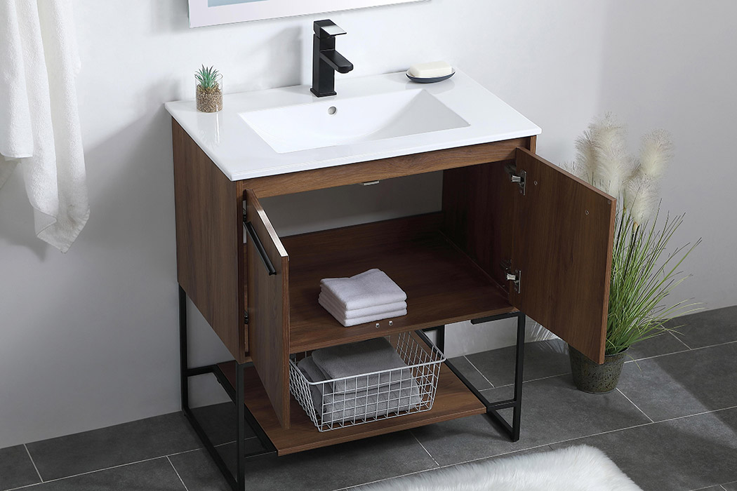 Elegant Bathroom Vanity - Walnut Brown, L 30" (VF42030WB)