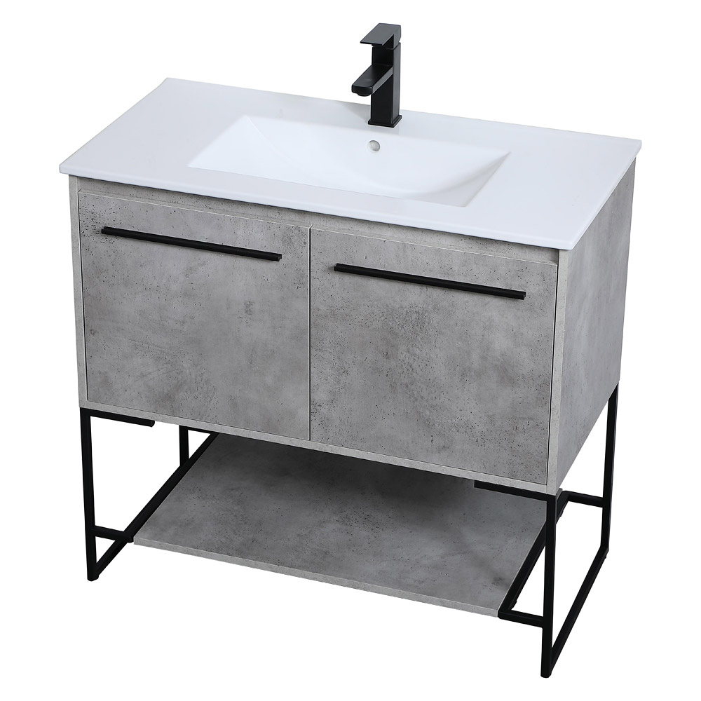 Elegant Bathroom Vanity - Concrete Gray, L 36" (VF42036CG)