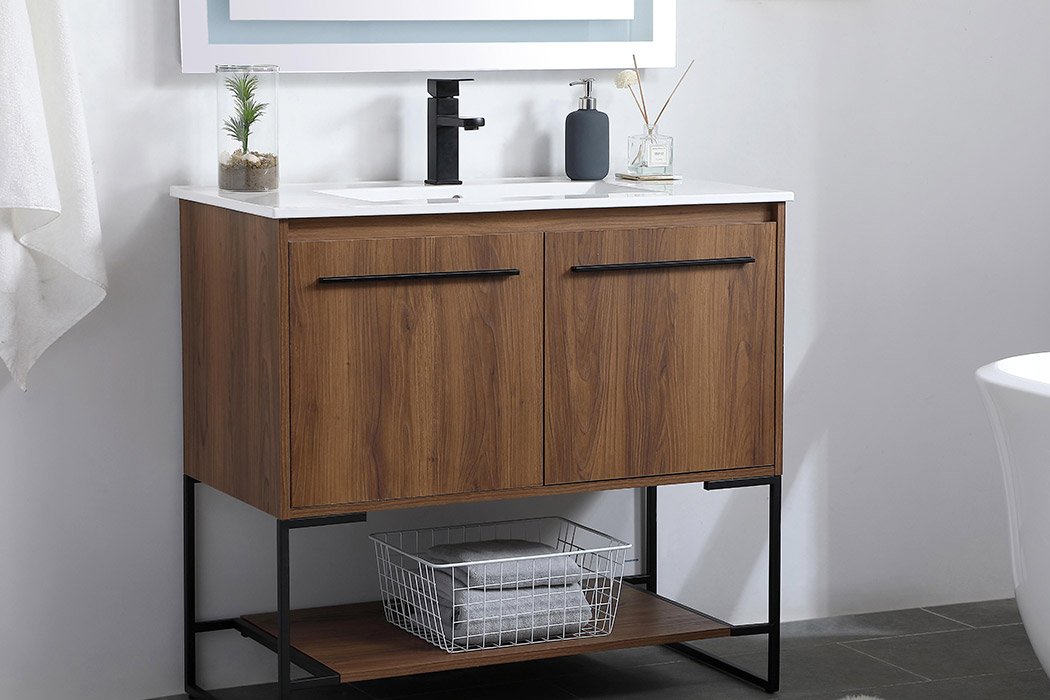 Elegant Bathroom Vanity - Walnut Brown, L 36" (VF42036WB)